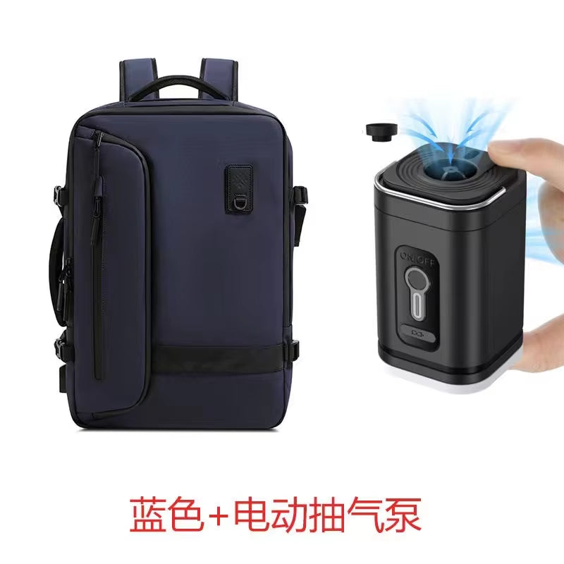 60L Expandable Vacuum Compression Backpack Airback with Air Pump Airline Approved Travel Backpack Waterproof Laptop Business Bag