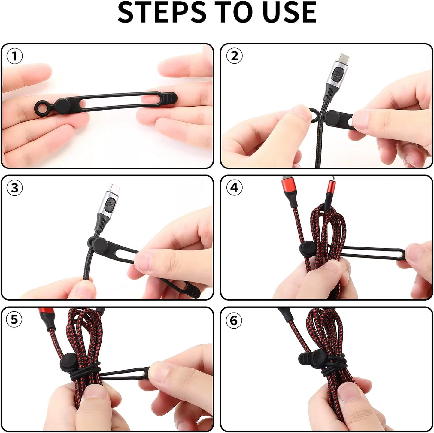 Silicone Cable Tie, Cable Organizer, Cable Straps, Reusable Cord Tie, Travel Cable Organizer, Cute Elastic Tie, Wire Tie