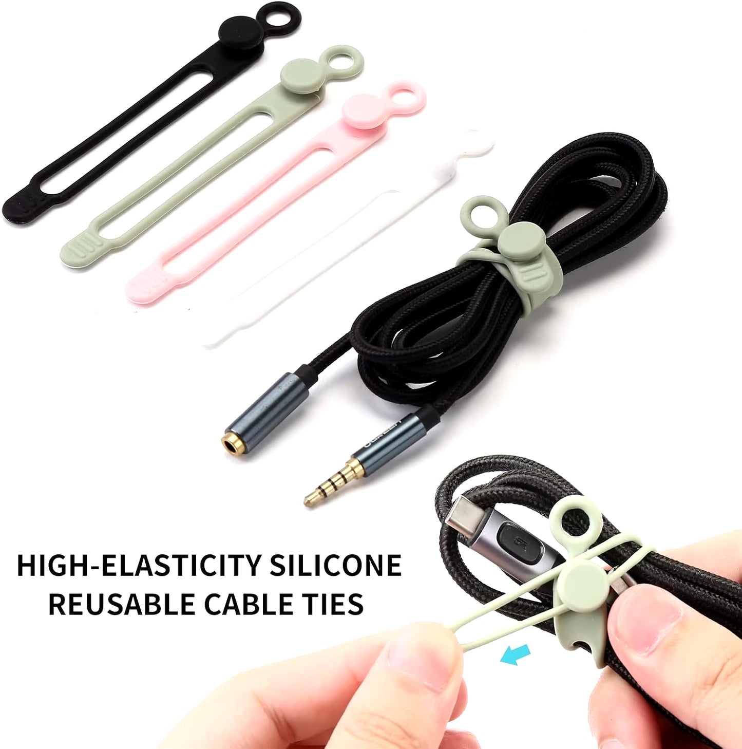 Silicone Cable Tie, Cable Organizer, Cable Straps, Reusable Cord Tie, Travel Cable Organizer, Cute Elastic Tie, Wire Tie