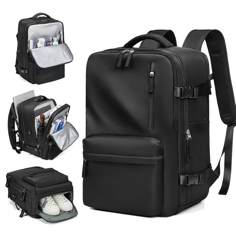 60L Expandable Vacuum Compression Backpack Airback with Air Pump Airline Approved Travel Backpack Waterproof Laptop Business Bag