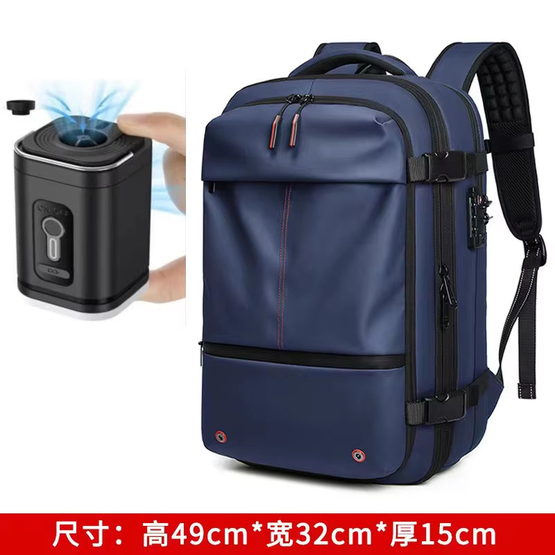 60L Expandable Vacuum Compression Backpack Airback with Air Pump Airline Approved Travel Backpack Waterproof Laptop Business Bag