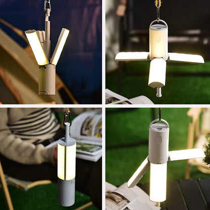 Folding Camping Lamp Rechargeable Tent Hanging Light Travel Lantern Multifunction Table Lamp Reading Lamp Outdoor Emergency Lamp