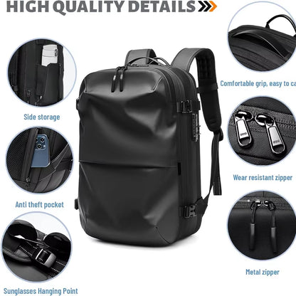 60L Expandable Vacuum Compression Backpack Airback with Air Pump Airline Approved Travel Backpack Waterproof Laptop Business Bag