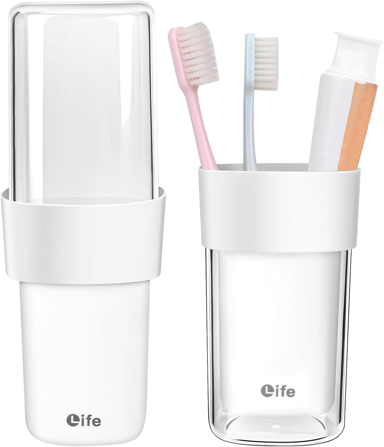 Travel Toothbrush Cup Case Toothbrush Travel Container Portable White Covered Travel Toothbrush Holder Toothbrush Travel Case for Business Camping Travel or Daily Use