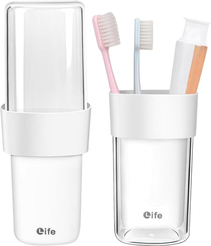 Travel Toothbrush Cup Case Toothbrush Travel Container Portable White Covered Travel Toothbrush Holder Toothbrush Travel Case for Business Camping Travel or Daily Use