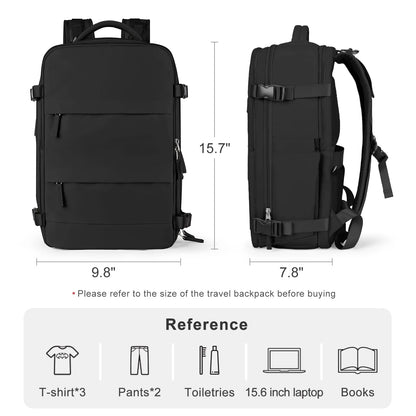 Large Travel Backpack for Women Men Airplane Approved, Carry on Backpack for Men Personal Item Travel Bag Carry on Flight, Waterproof Laptop Backpack Casual Daypack for Hiking with Shoes Compartment