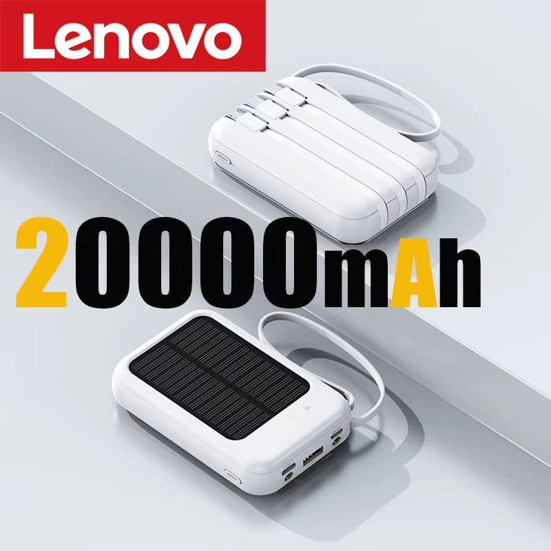 50000Mah Solar Power Bank Built Cables Fast Charger 2 USB Ports External Charger Powerbank with LED Light