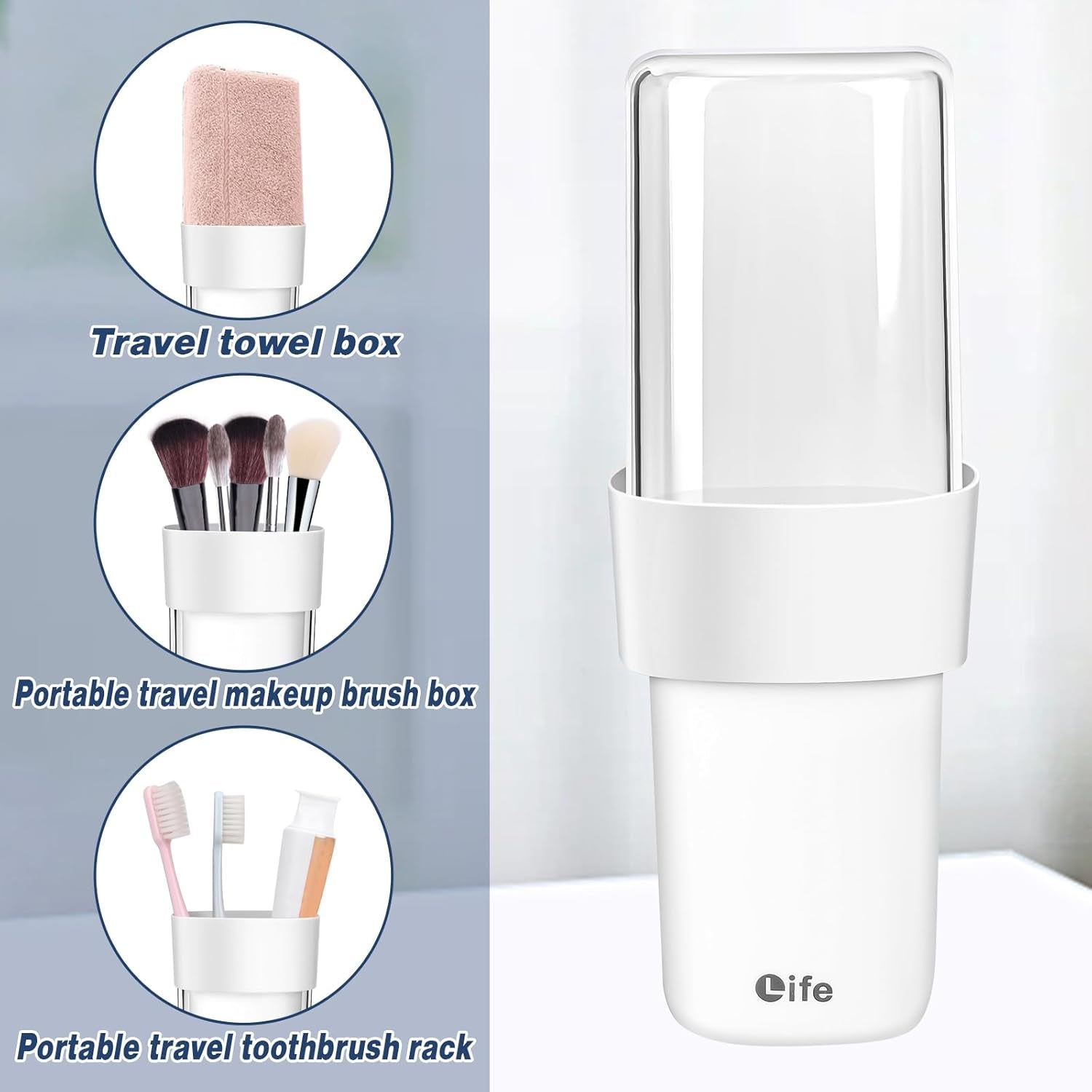 Travel Toothbrush Cup Case Toothbrush Travel Container Portable White Covered Travel Toothbrush Holder Toothbrush Travel Case for Business Camping Travel or Daily Use