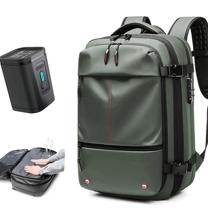 60L Expandable Vacuum Compression Backpack Airback with Air Pump Airline Approved Travel Backpack Waterproof Laptop Business Bag