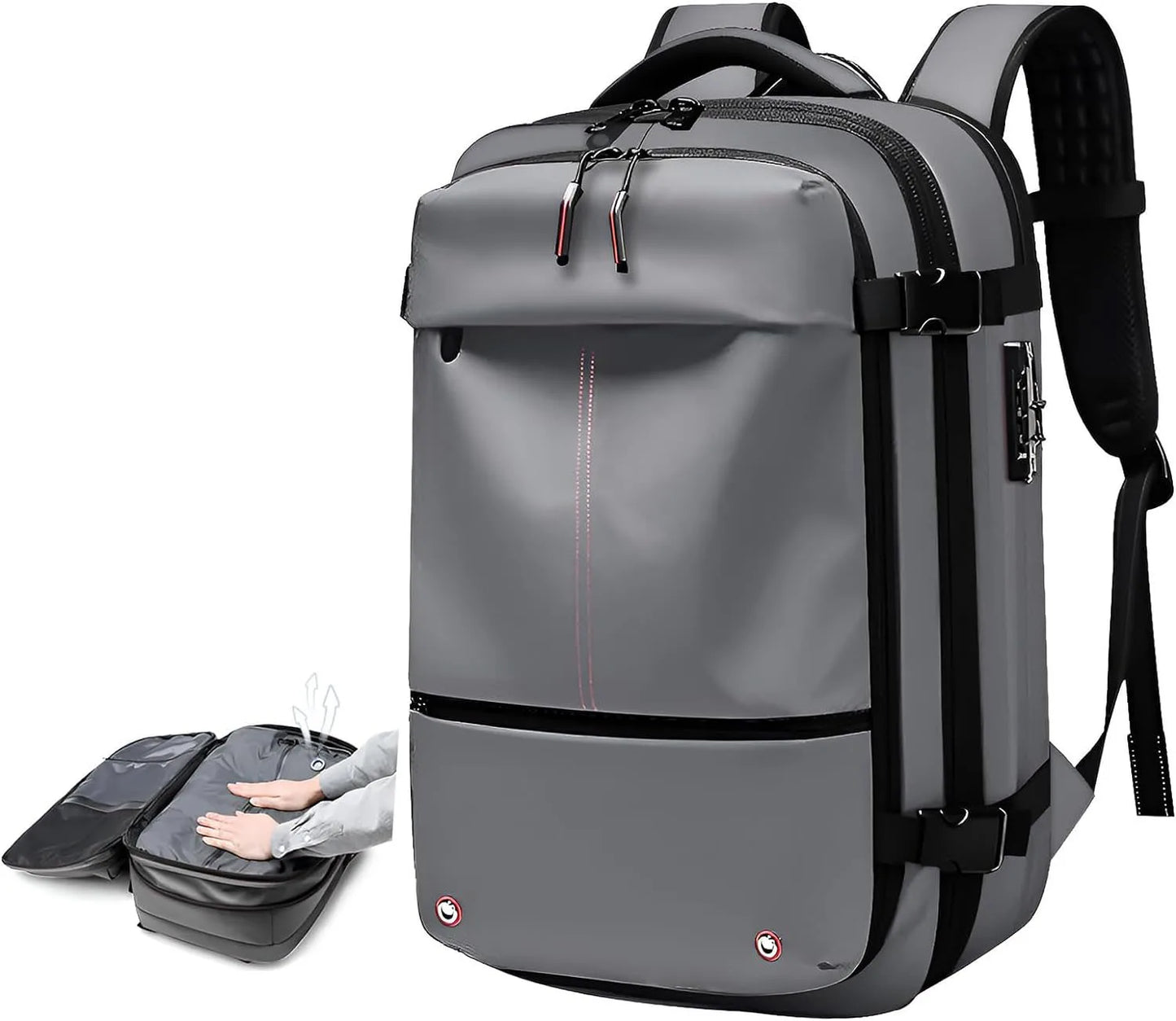 60L Expandable Vacuum Compression Backpack Airback with Air Pump Airline Approved Travel Backpack Waterproof Laptop Business Bag