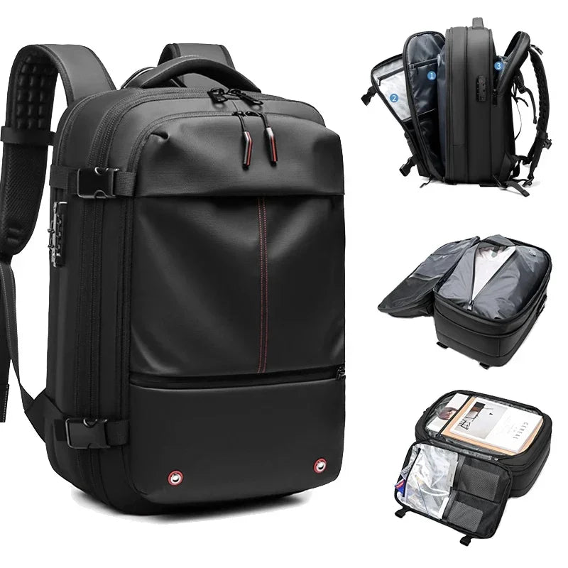 60L Expandable Vacuum Compression Backpack Airback with Air Pump Airline Approved Travel Backpack Waterproof Laptop Business Bag