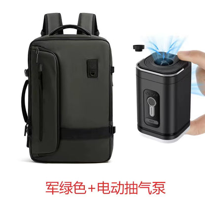 60L Expandable Vacuum Compression Backpack Airback with Air Pump Airline Approved Travel Backpack Waterproof Laptop Business Bag