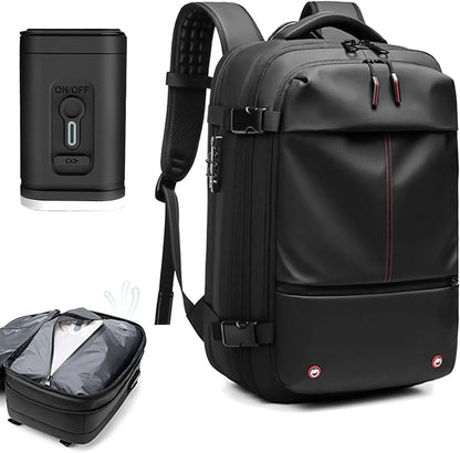 60L Expandable Vacuum Compression Backpack Airback with Air Pump Airline Approved Travel Backpack Waterproof Laptop Business Bag